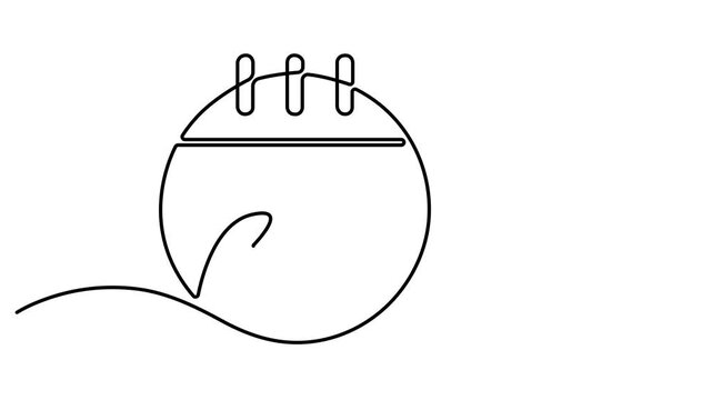 Calendar with circular arrows. Schedule, time management, planning, table, work. Business concept. Motion design. Animated technology logo. One line drawing animation. 4k video