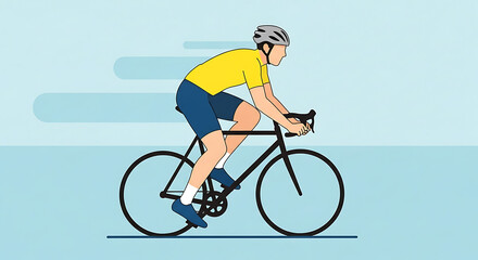Fototapeta premium Illustration of a cyclist wearing a helmet and cycling outdoors