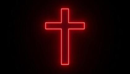 Obraz premium A glowing red cross symbol on a dark background representing faith and spirituality