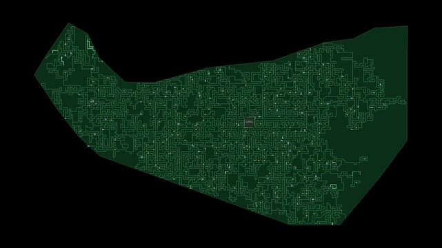 Circuit board map animation of Somaliland &ndash; Digital PCB Territory Visualization, Technology, Communication