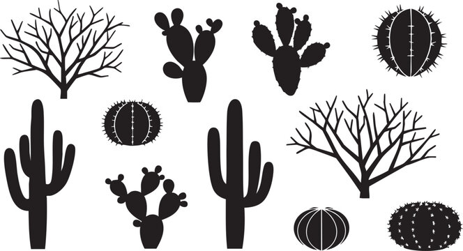 Hand drawn vector cactus set featuring colorful fingerprint patterns and human handprint art silhouettes for a unique identity sign design