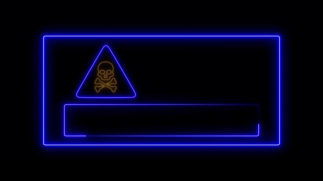 Neon cyber security alert icon perfect for illustrating system and online safety.Futuristic cyber defense and digital monitoring representing online security, firewall protection on black background.