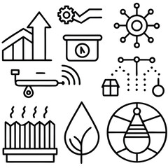Fototapeta premium Innovative icons depicting technology and environment, a futuristic representation of interconnected elements, demonstrating science and the environment. 