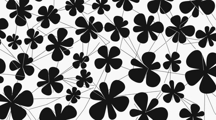 Obraz premium Multiple clover silhouettes scattered across white background, no seamless