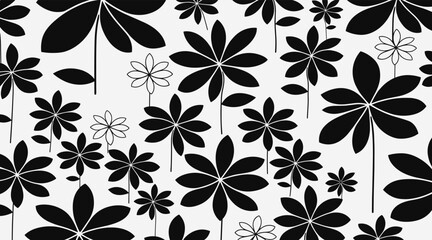 Obraz premium Floral shapes arranged in repeating pattern on white background, no seamless