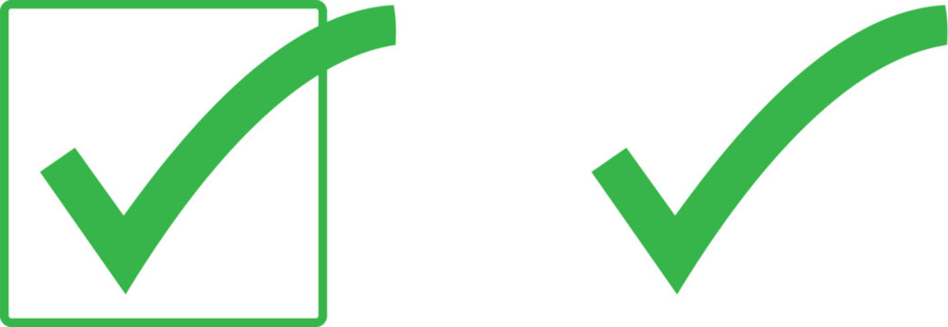 Tick and cross checkbox set, blank box option, simple UI vector icons