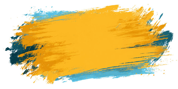 A captivating abstract blend of bold yellow, and azure hues, creating a dynamic design element, brush strokes, and adding a touch of artistic flair. 