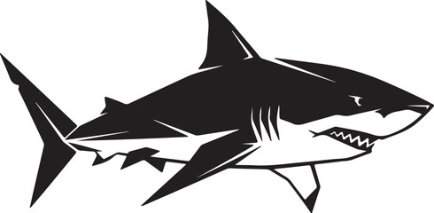 Fototapeta premium Black shark icon vector isolated PNG with Transparent Background