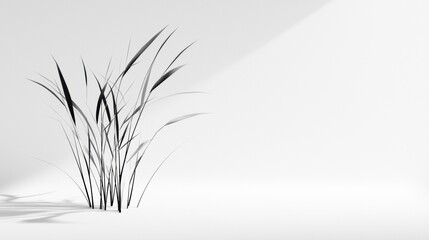 Fototapeta premium A black and white plant with long, thin leaves.
