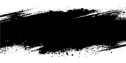 Fototapeta premium Bold Black Brushstroke Across the Canvas. A textured black brushstroke spans the frame, creating a striking graphic element perfect for artistic, design, or expressive projects.
