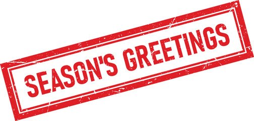 Season's Greetings Text Red Distressed Rubber Stamp Impression on Isolated Background © Rubber Stamp