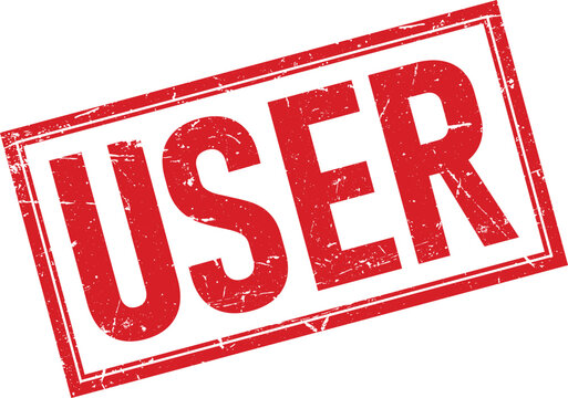Red Distressed Rubber Stamp with the Word USER on White Background