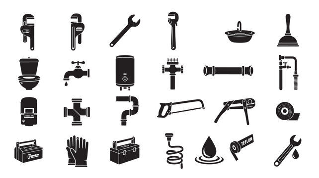 Comprehensive collection of plumbing and maintenance tools and fixtures