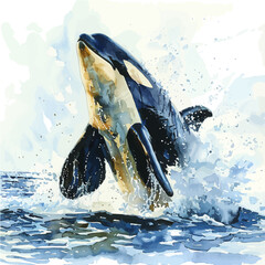 watercolor of Orca, vector, isolated on a white background. © brixel
