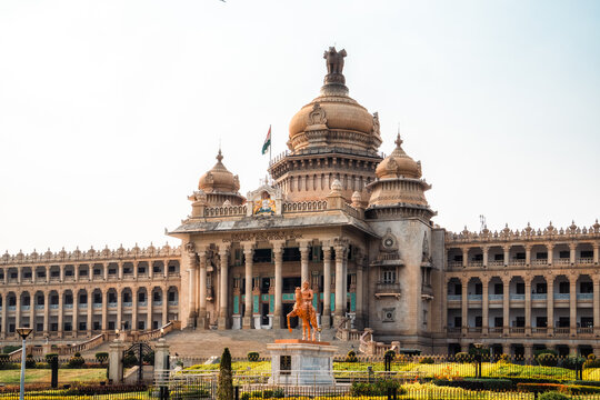 The Vidhana Soudha in Bangalore, tourist attraction of India. The seat of the state legislature of Karnataka
