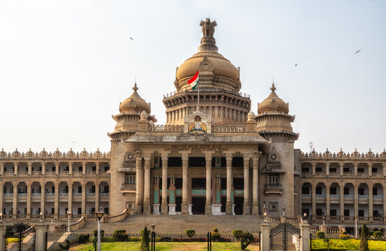 The Vidhana Soudha in Bangalore, tourist attraction of India. The seat of the state legislature of Karnataka