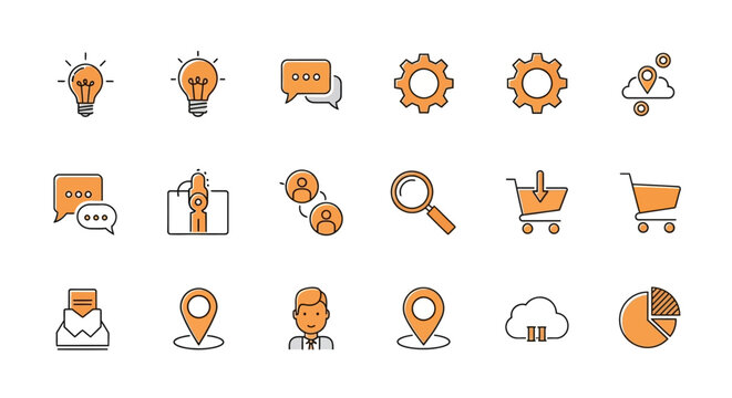 Collection of business icons and symbols.