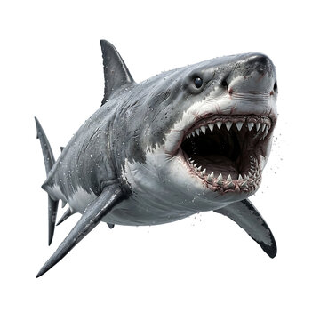 Great White Shark over an isolated transparent background