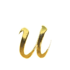 Shining golden brush-stroke lowercase letter “u”, alpha channel © designtomato