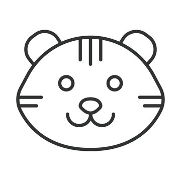 Tiger face, icon in line design. tiger, animal, wild, stripes, predator, mammal, jungle on white background vector. tiger face editable stroke icon