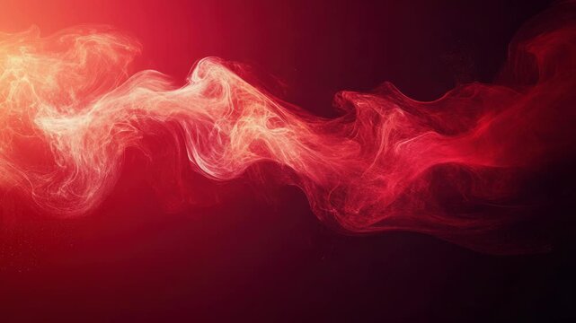 A red abstract design featuring swirling, glowing smoke-like patterns against a dark background