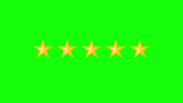 Animated Gold Stars Rating on Green Screen Background for Reviews.