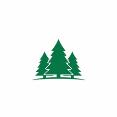 Obraz premium Stylized Green Pine Trees Forest Icon.