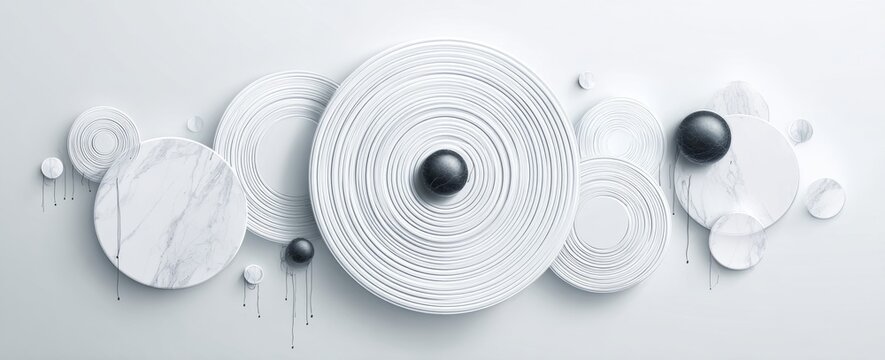 Delicate. abstract white background with gray circles and swirls for design, print, or banner template concept.