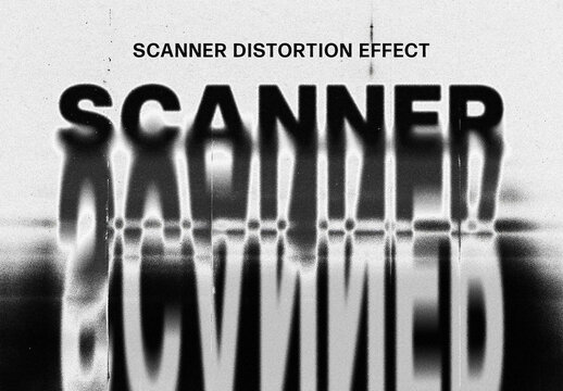 Scanner Distortion Text Effect Mockup