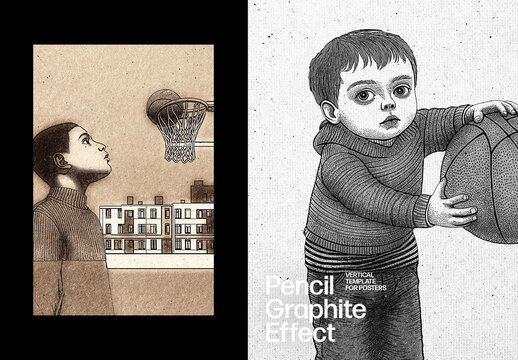 Graphite Pencil Poster Photo Effect Mockup