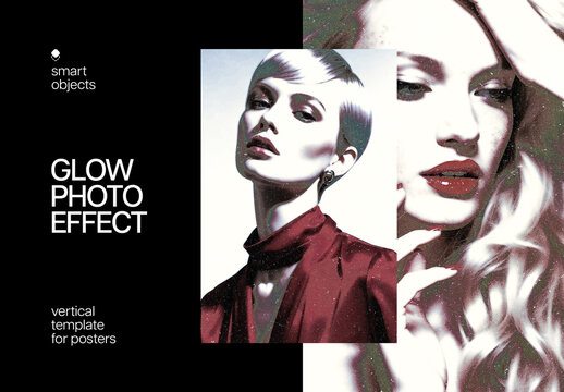 Glow Poster Photo Effect Mockup