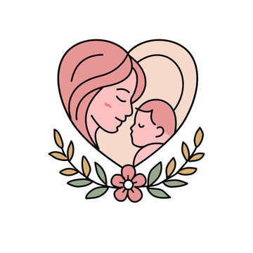 Mother's Day vector illustration with artistic heart icon and soft colors
