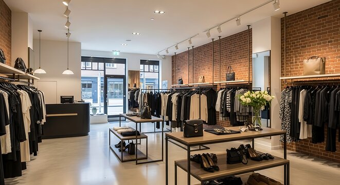 Modern Clothing Boutique Interior - Stylish Retail Store Design & Fashion Apparel