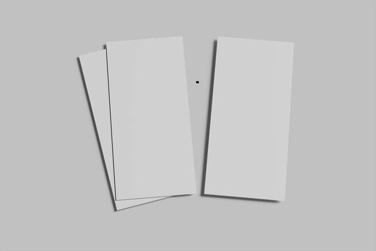 Realistic Dl Flyer Blank Mockup template isolated on background. Empty 3d landscape paper template for flyer, wedding invitation, postcard, gift card, note cards, voucher, greeting card, brochure