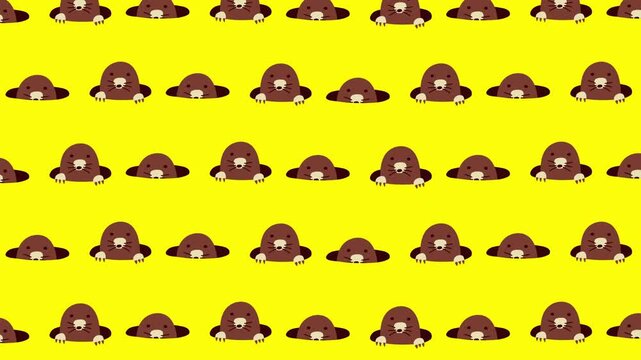 かわいいモグラが穴から出没するループアニメーション背景
