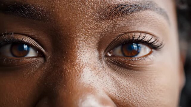 Closeup of human eye with brown iris