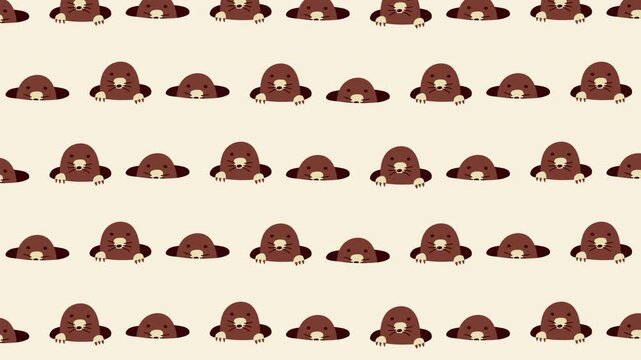 かわいいモグラが穴から出没するループアニメーション背景