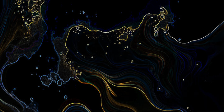 Abstract fractal water background with a blue wave design featuring a floral swirl pattern and curved nature art texture