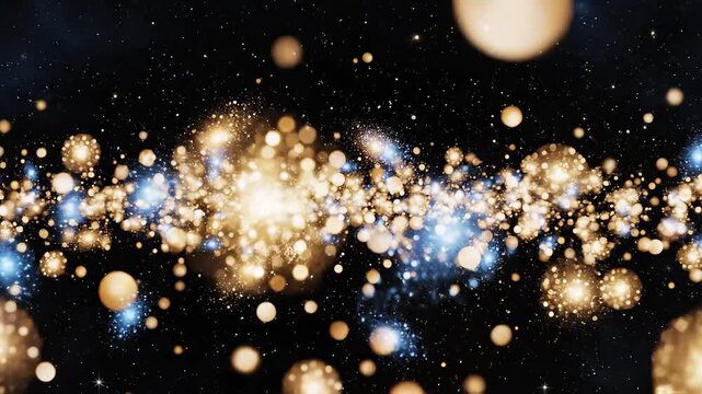 Starry cosmic scene with glowing orbs