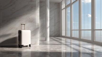Fototapeta premium travel suitcase in a room next to the window