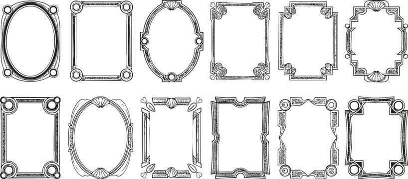 Collection of 12 Ornate Vintage Frames and Decorative Borders