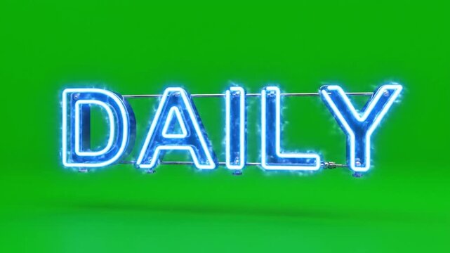 Neon Sign with the Word Daily on Green Background