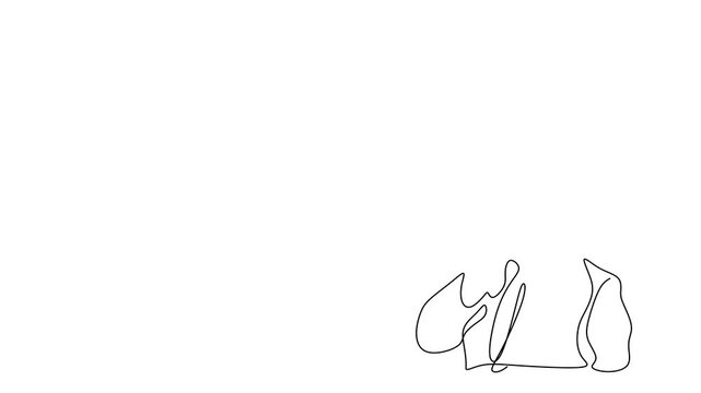 Animated self drawing of continuous line draw businessman showing puzzle that connected. Concept of teamwork. Full length one line animation. 4K	