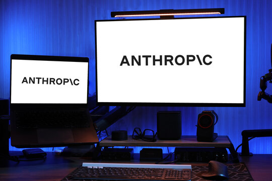 Laptop computer displaying logo of Anthropic PBC. March 20, 2026, Minsk, Belarus.