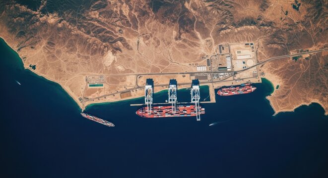 Aerial View of Yanbu Port Saudi Arabia A Coastal Industrial Hub.