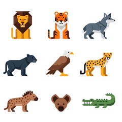 Obraz premium Minimal Animal Icon Set Flat Vector Illustration Collection