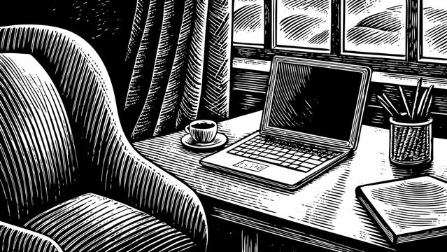 coffie and laptop work from home