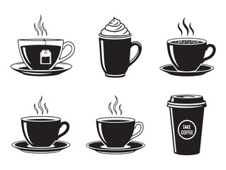 Obraz premium Six different types of hot coffee drinks