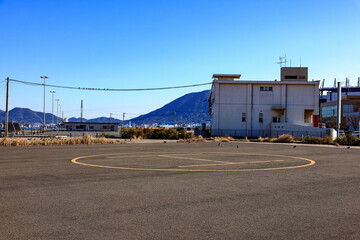 Fototapeta premium Helipad on ground For helicopter to take off and land In the harbor area.