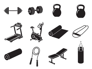 Fototapeta premium A collection of various gym and fitness equipment icons